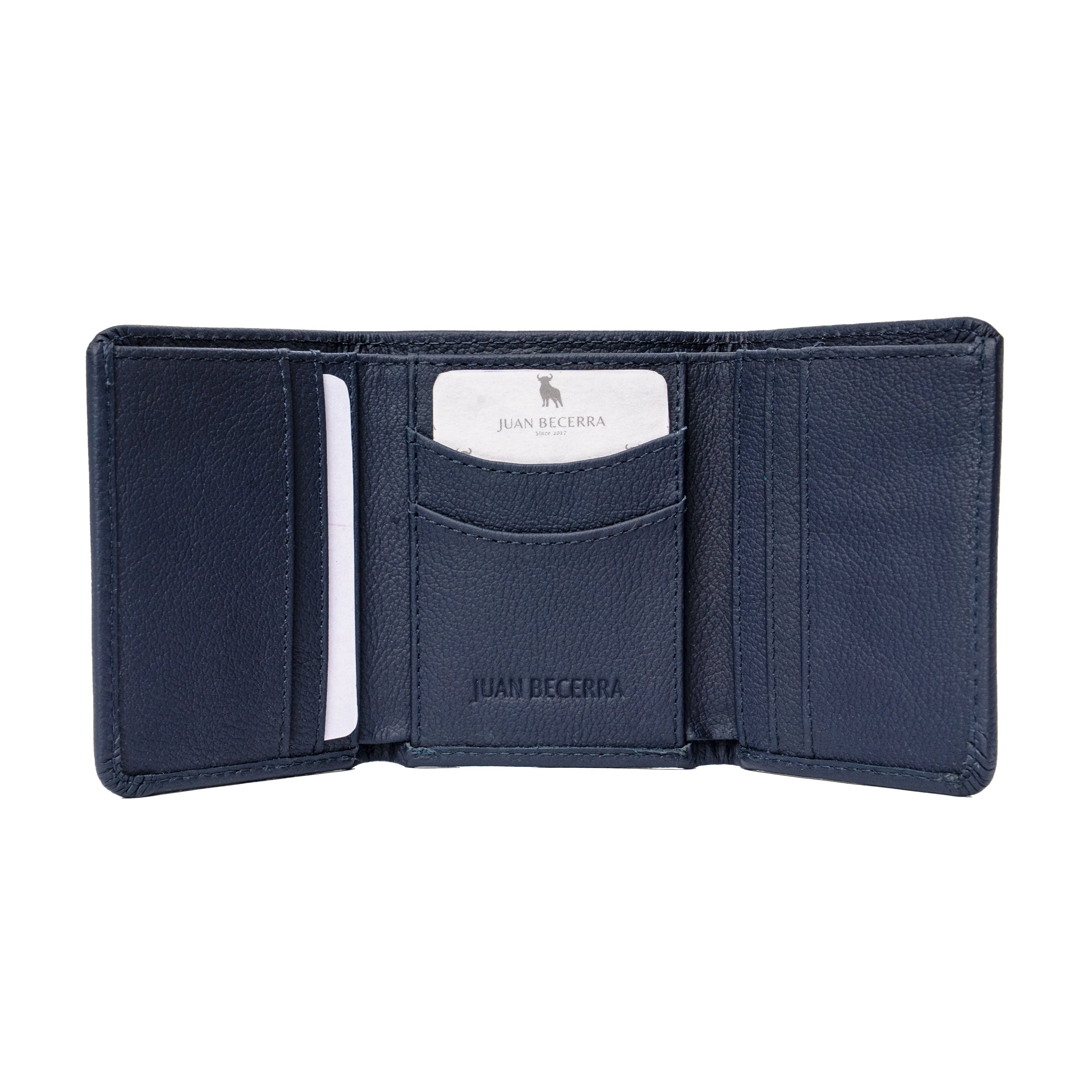 Billetera vertical azul