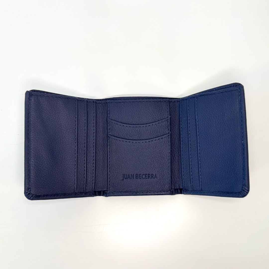 Billetera vertical azul